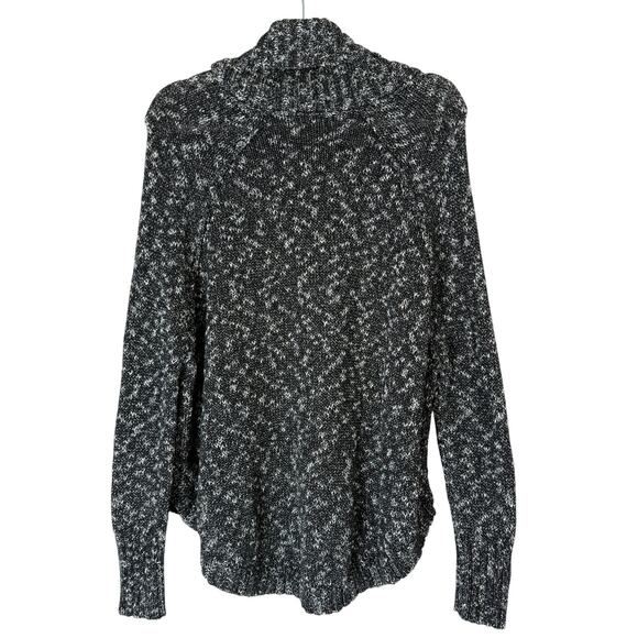 Lucky Brand Black & White Heather Knit Turtleneck Long Sleeve Sweater Top Size L - Picture 5 of 9